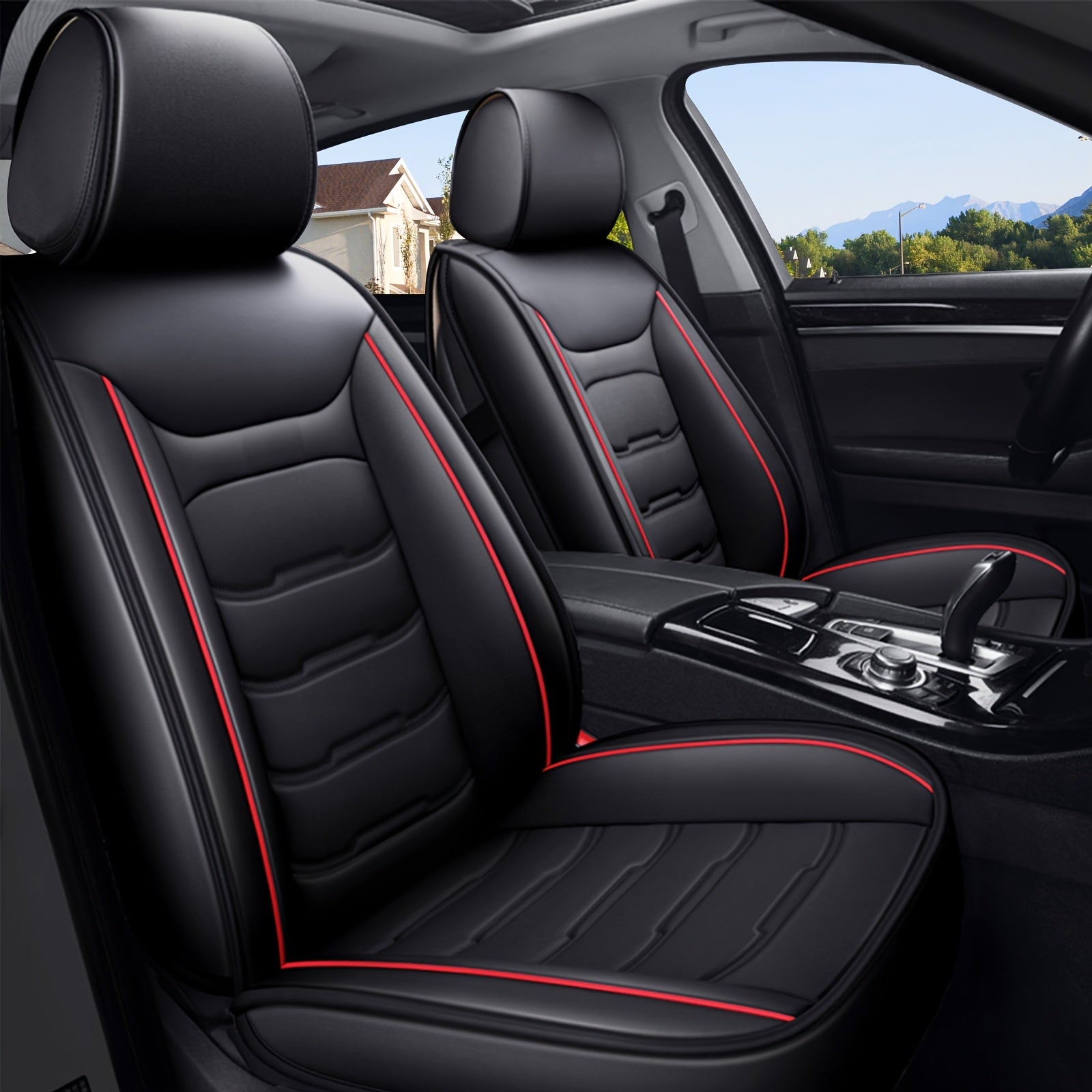 5 Seat Car Seat Covers PU Leather Seat Covers Full Set Waterproof for Car Sedan SUV Truck Vans Front & Rear Seat Cushion Protector with Back Big Storage Bag