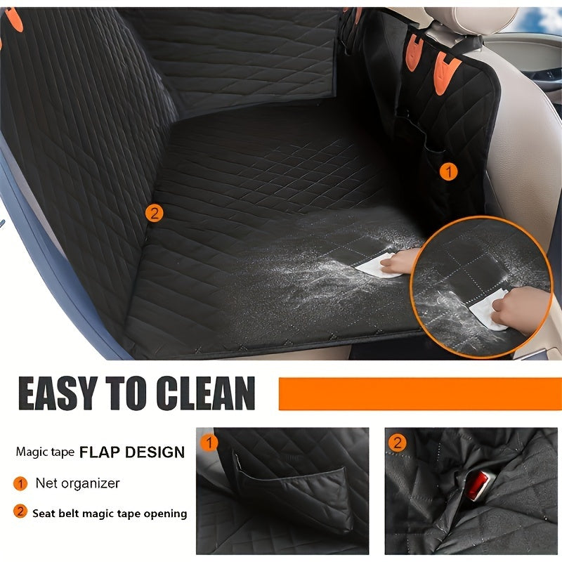 Waterproof Dog Car Seat Cover with Hard Bottom - Comfortable Hammock Design, Durable Pet Backseat Protector for Cars, Trucks, SUVs