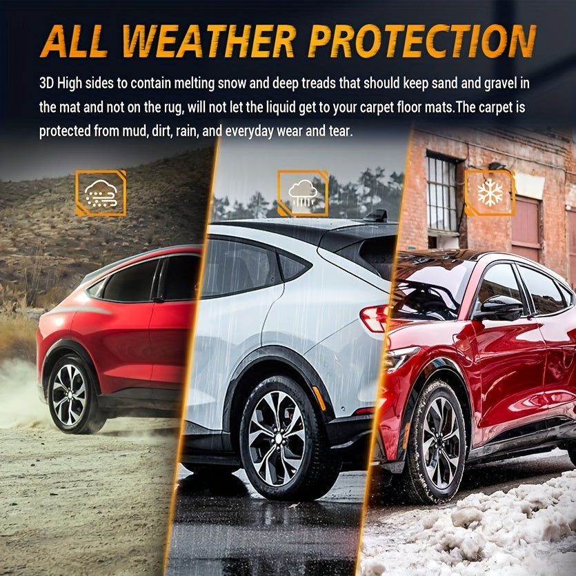 KAIRAY Car Floor Mats All-Weather TPE Rubber Floor Mats Black 4Door For Ford For Mustang Mach-E 2021-2024