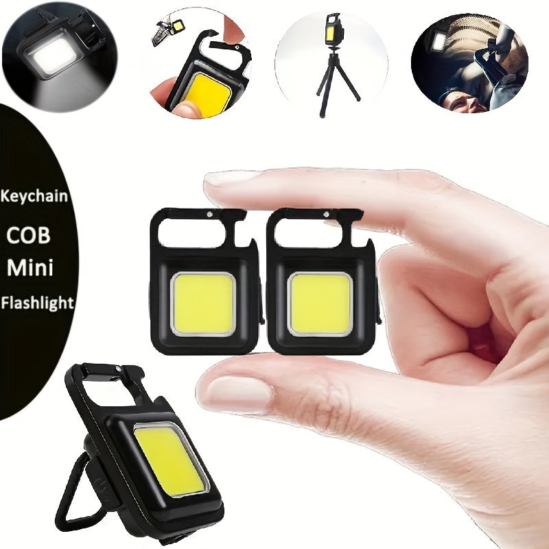 Ultra-Bright Mini LED Flashlight - Rechargeable, Compact Keychain Design - Multifunctional Work Light for Outdoor Adventures, Camping Excursions, and Car Emergencies
