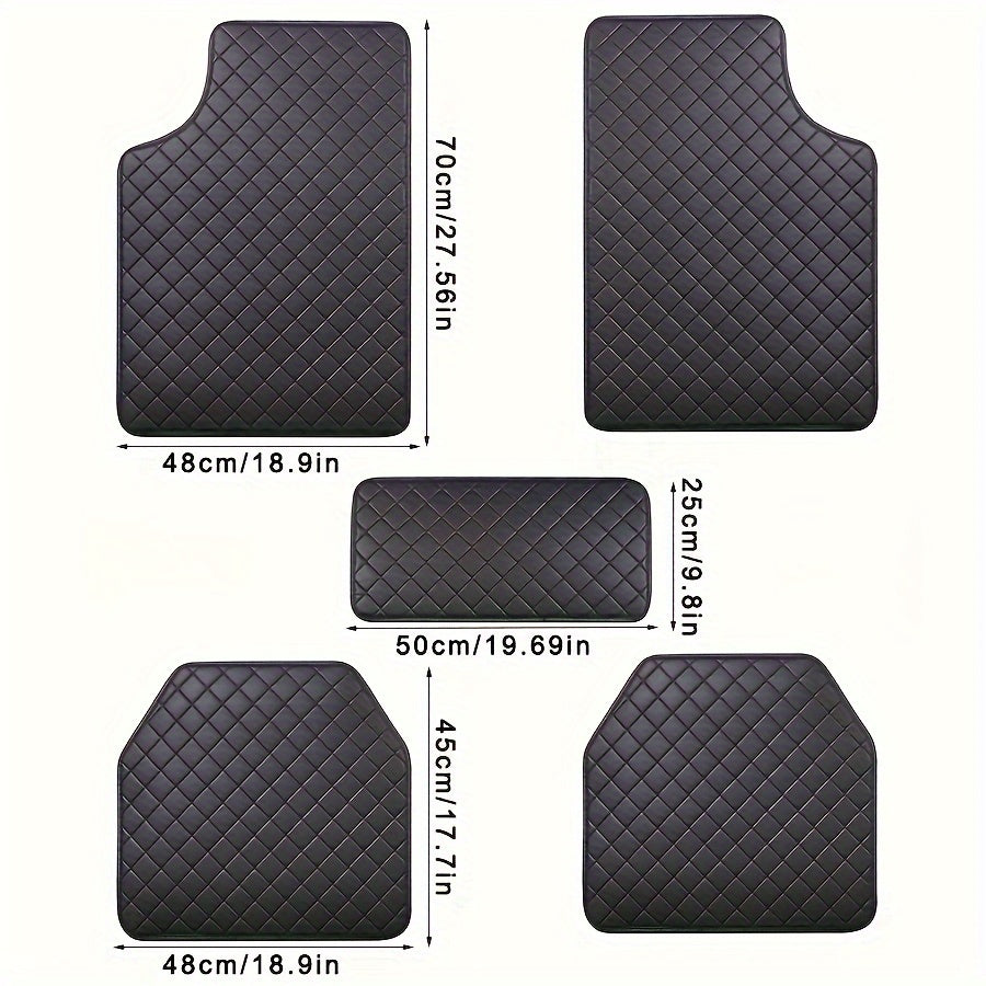 5pcs Faux Leather Car Floor Mats Set, Waterproof Faux Leather, Front & Rear Seat Protection, Auto Interior Accessories, Custom Fit for Various Vehicle Models