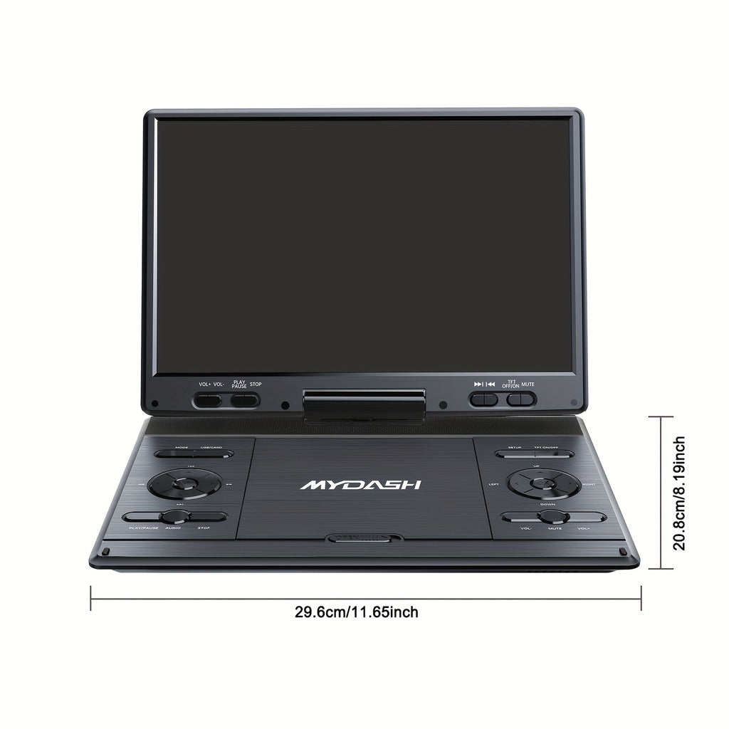 14.9" Large Portable DVD Player - Region Free, 12.5" HD Swivel Screen, Exclusive Button Design, Car Headrest Mount, High Volume Speaker, Supports CD/DVD/SD Card/USB, Black