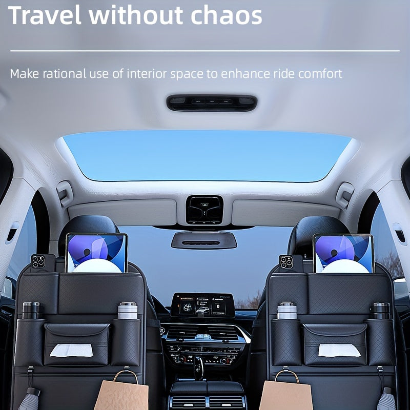 1 Piece Of PU Leather New Car Backrest Storage Bag, Car Seat Backrest Storage Hanging Bag, Rear Shelf Storage Mesh Bag, Universal