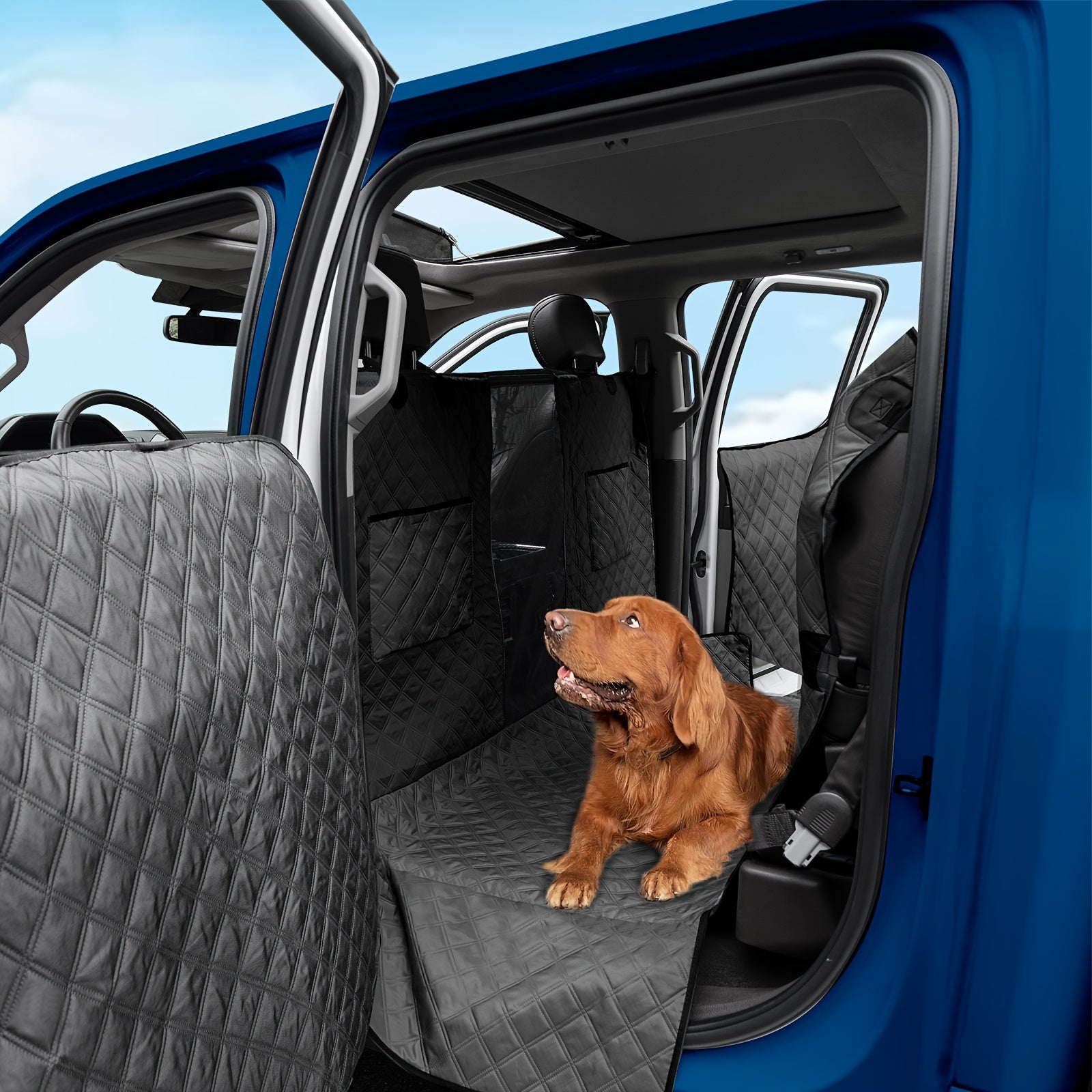 Back Seat Extender for Dogs-Large Space, Dog Car Seat Cover Hard Bottom Holds 400lbs, Sturdy Backseat Extender for Dogs, Waterproof Dog Hammock for Car Dog Car Bed for Car, SUV, Truck
