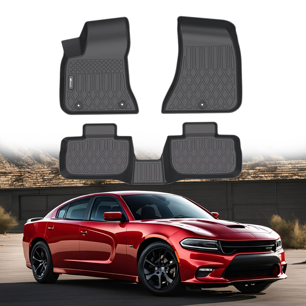 [TPE Floor Mats] Heavy Duty TPE Floor Liners | Non-Slip Textured Surface, All-Weather Protection, Easy to Clean Car Floor Mats for DODGE Charger RWD 2011-2023 & 300 RWD 2011-2023