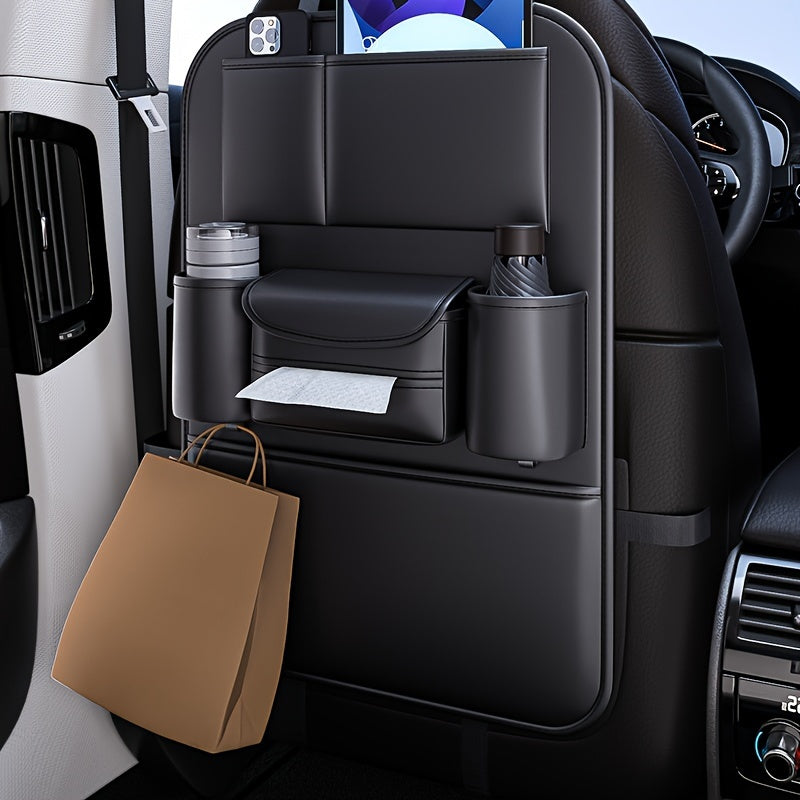 1 Piece PU Leather Universal Car Seat Back Storage Bag - Large Capacity Multifunctional Pocket with Rear Storage for Organizing Essentials