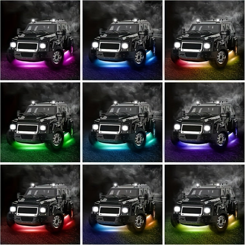 Wireless 4PCS RGB Car Underglow Lighting Kit - Music Sync, Durable Build, Remote Control for Vehicle Ambiance Enhancement