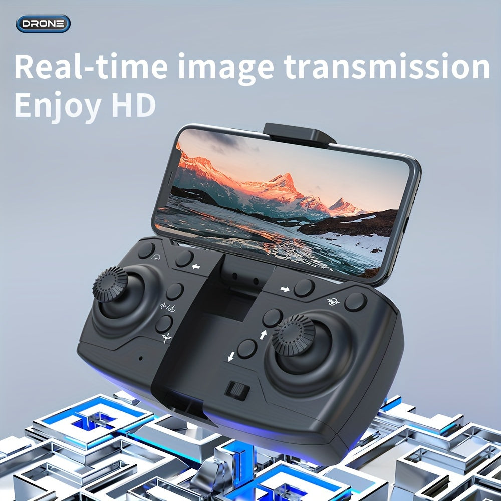 Intelligent aerial drone E88 single camera with dual batteries and replacement blades, equipped with protective frame and quadcopter, wireless connection, mobile phone remote control of unmanned aerial vehicle, aerial camera,