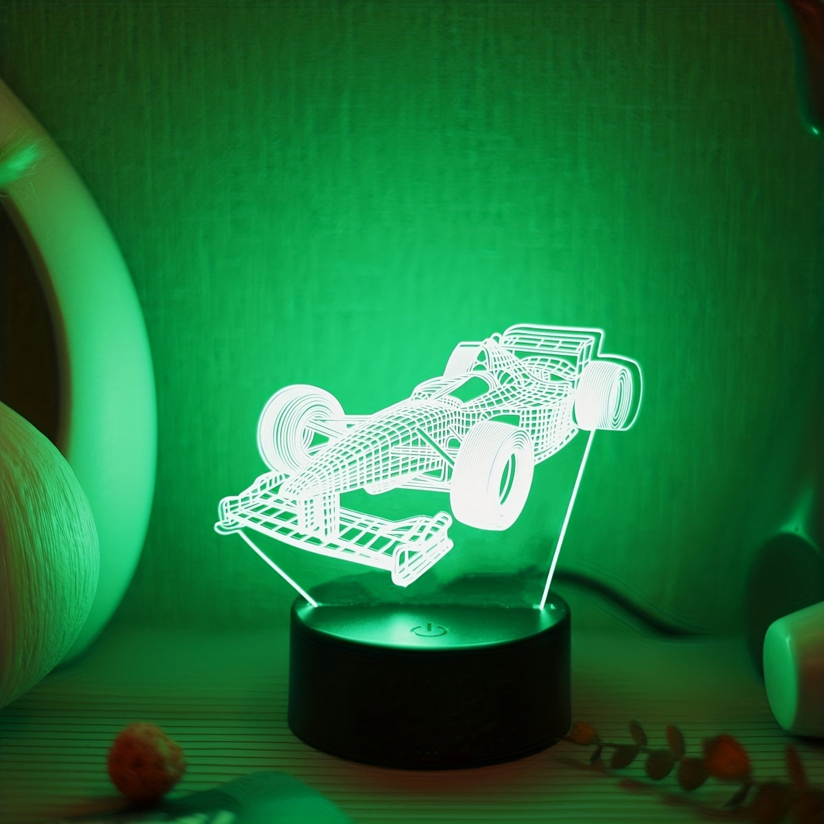 1pc Plug-in Touch Seven-color Racing Car 3D Night Light, Creative Desktop, Bedroom Atmosphere Decoration Light, Gift Table Lamp