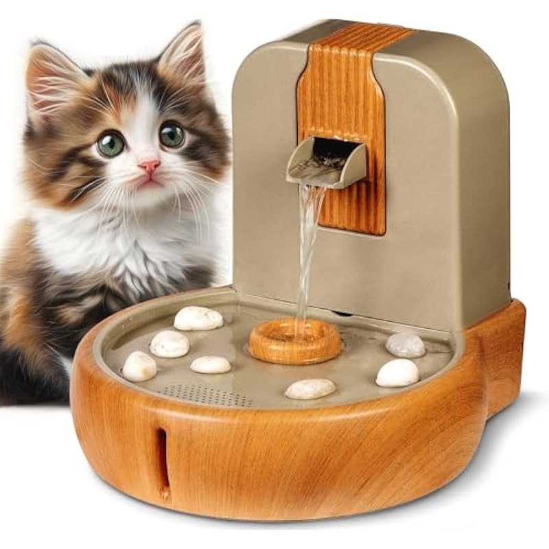Cat Water Fountain Eco-Friendly Zen Cat Fountain with Feng Shui Design Bioplastic Wheat-Based Material Splash-Free Easy to Clean Premium Filtration Water Fountains for Cats Indoor