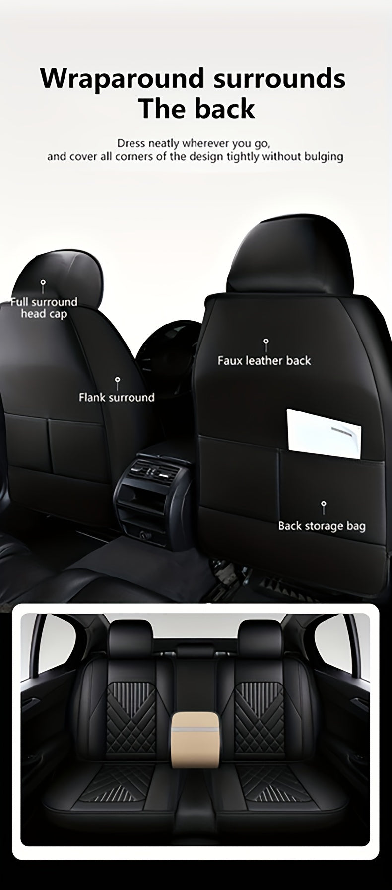 Luxury Full Faux Leather Car Seat Covers - Fit for 5-Seater Vehicles, Breathable & Stylish, All-Season Comfort