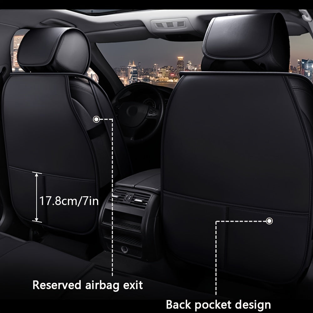 5 Seat Car Seat Covers PU Leather Seat Covers Full Set Waterproof for Car Sedan SUV Truck Vans Front & Rear Seat Cushion Protector with Back Big Storage Bag