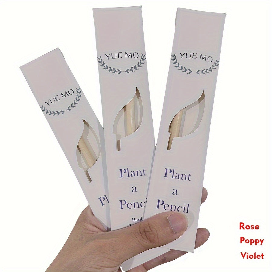 Plantable Wooden Pencil with Herb Seeds - Eco-Friendly Graphite Writing Pens with Flower Fruits - Sustainable Organic Gift for Gardeners and Writers