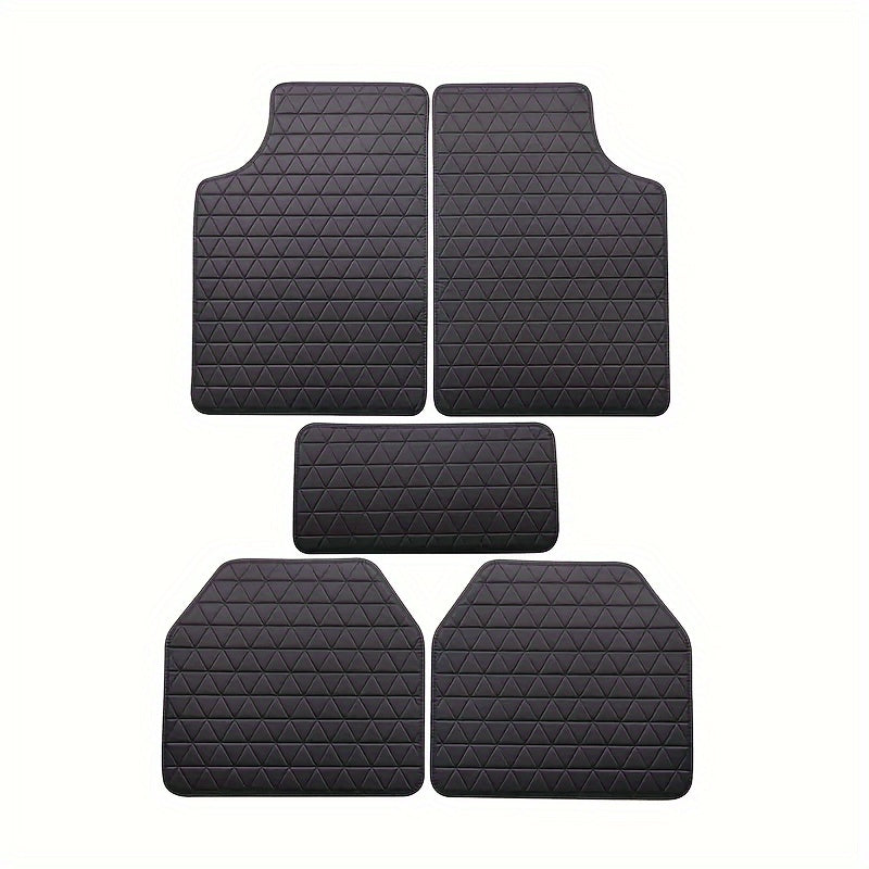 5-Piece Waterproof PU Leather Car Floor Mats Set - Durable, Stylish Simple Design for Men & Women - All-Weather Protection, Easy Clean, Enhance Car Interior Decor