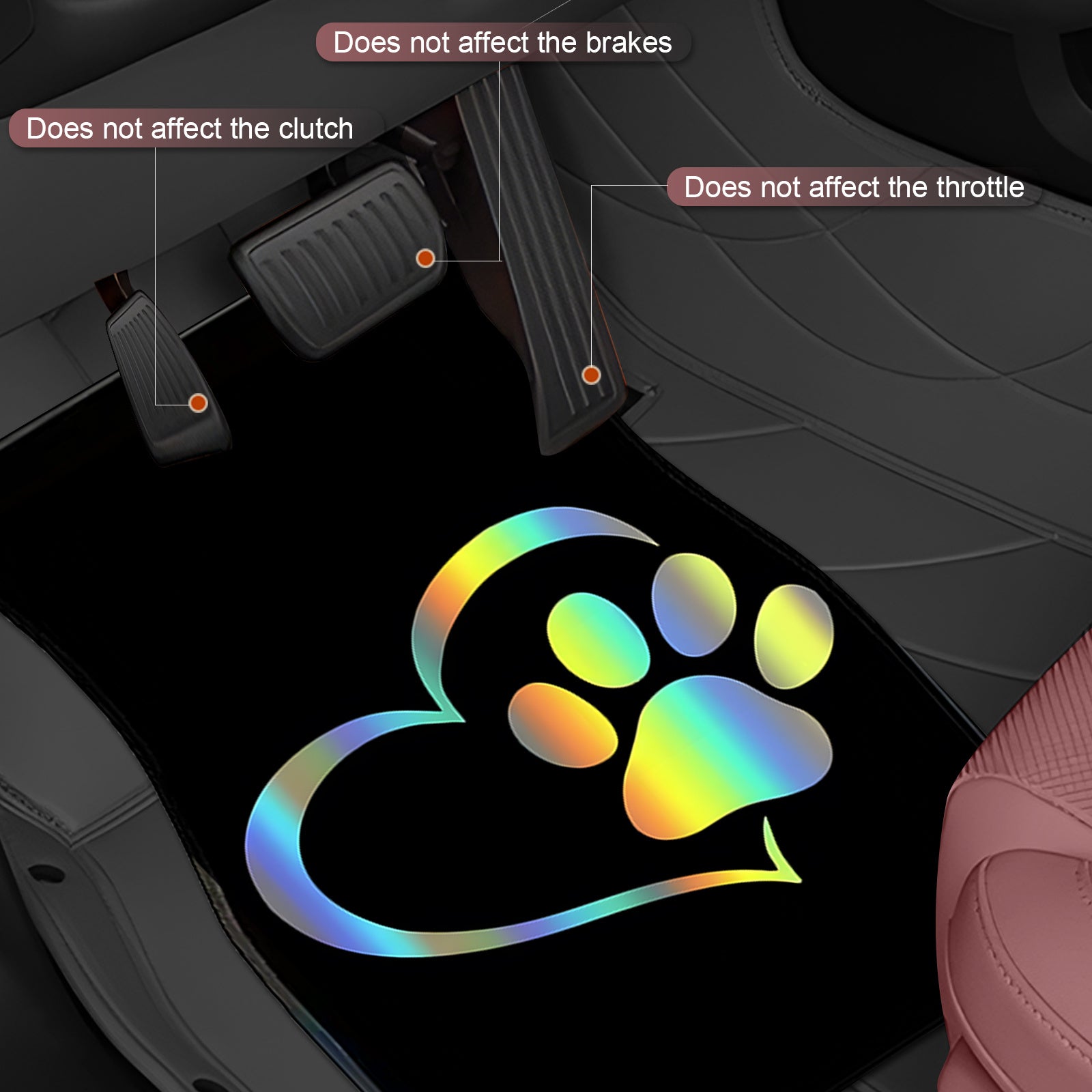 4pcs set of universal love dog paw-themed car floor mats, anti-slip, anti-stain and easy to clean, highly suitable for protecting the interior carpet and upholstery of the vehicle.