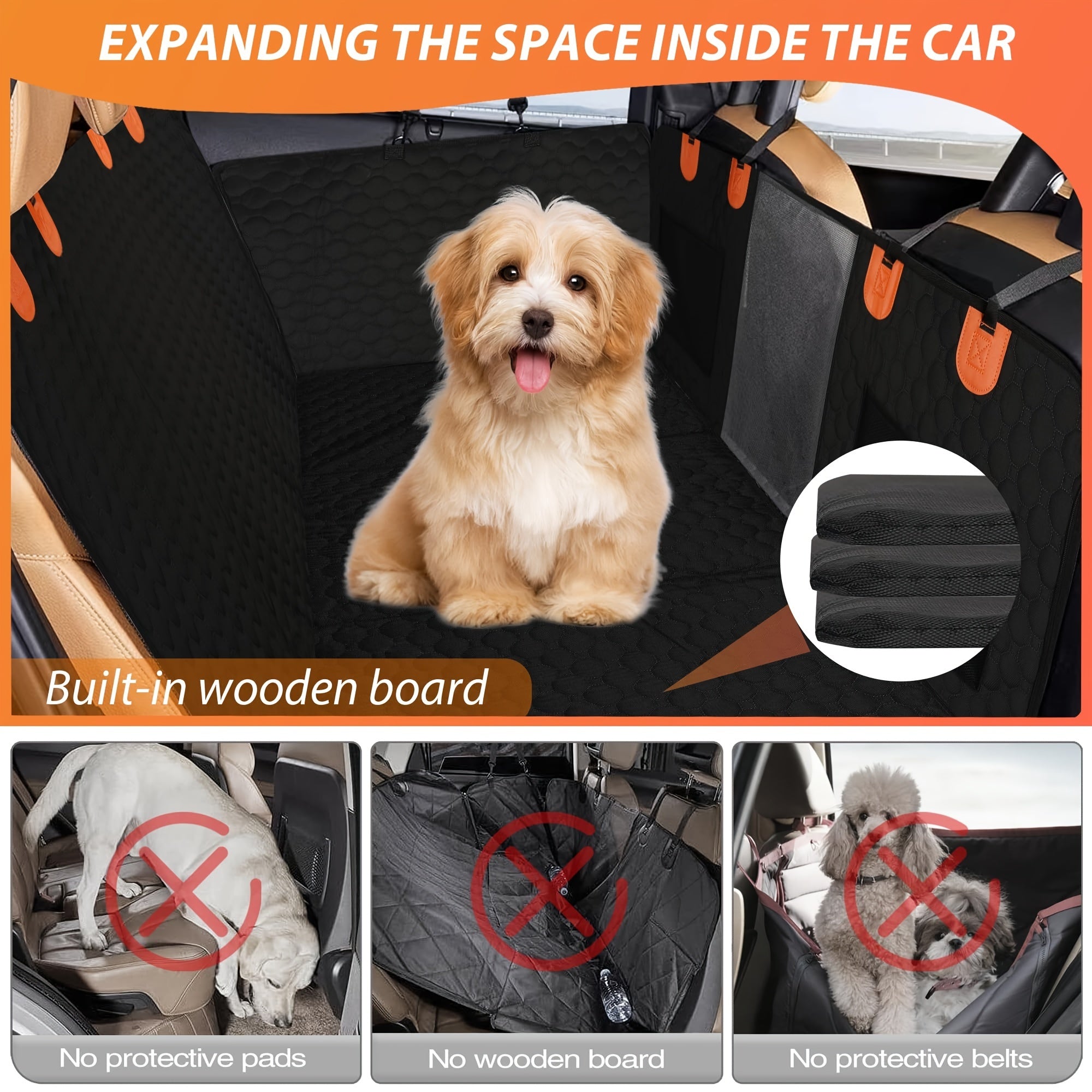 1pc Dog Car Seat Cover, Waterproof Seat Cover With Hard Bottom, Scratch Proof Nonslip Durable Soft Back Seat Covers For Cars Trucks And SUVs