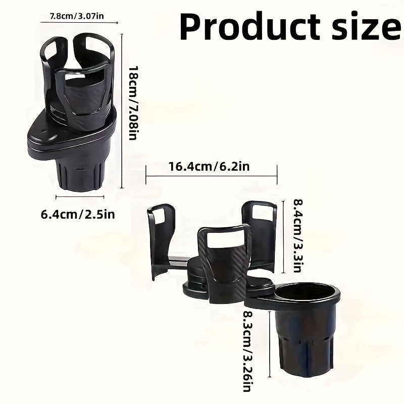 2-in-1 Rotating Car Cup Holder Expander - Durable ABS, Multi-Functional Vehicle Interior Accessory