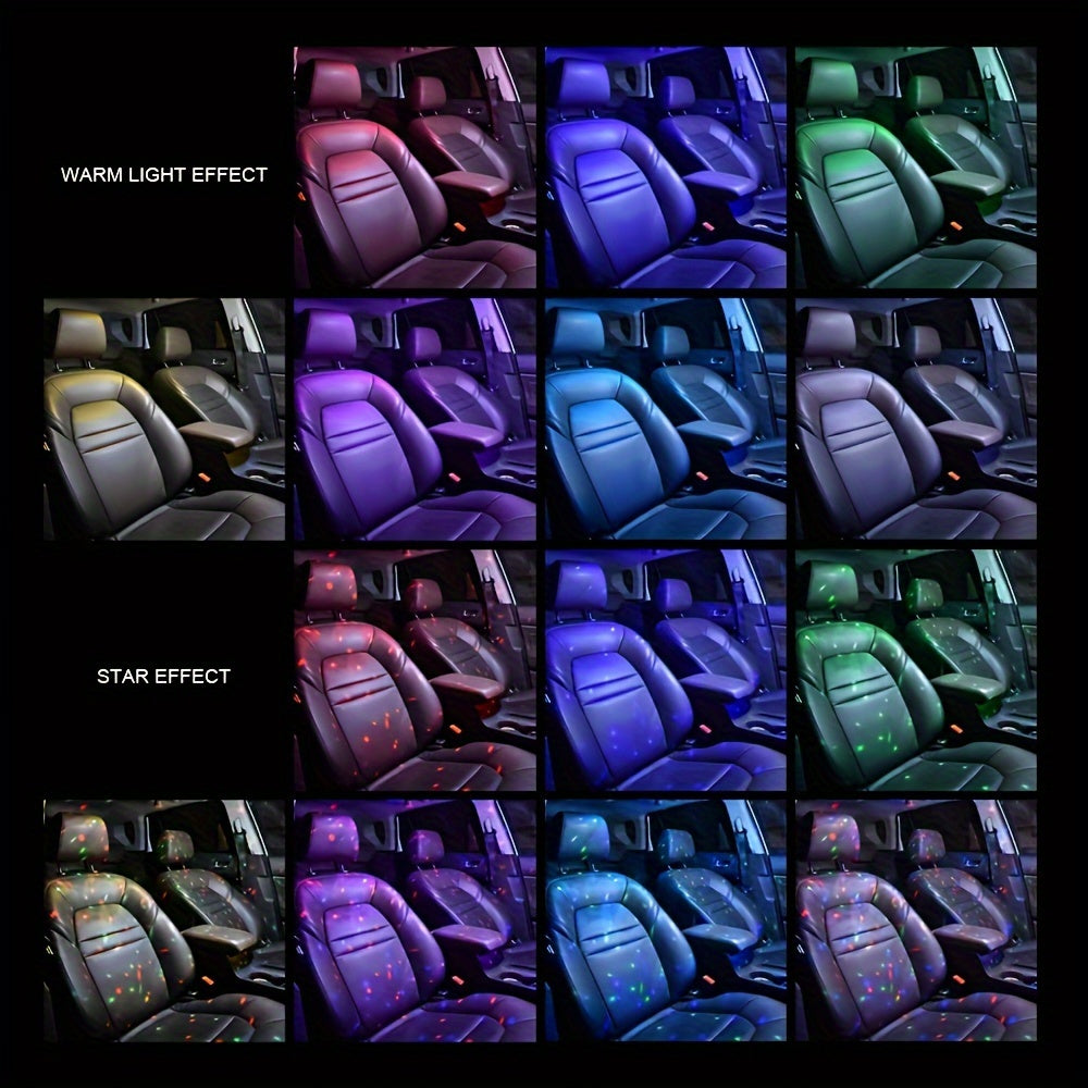 USB Rechargeable RGB Neon Car Lights with Music Sync - Multicolor LED Atmosphere Lighting, Remote Control Included, Ideal for Vehicle Interior Decoration and Party Ambiance, Car Interior Lighting|Remotecontrolled Lights|Vibra