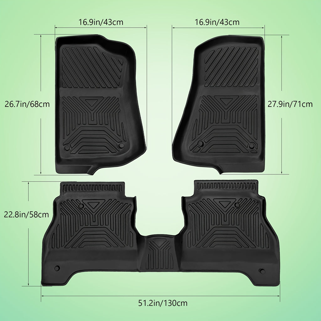 Floor Mats Fit for Jeep Gladiator JT 2020-2024, Custom Fit TPE All-Weather Rubber Floor Mats, 1st & 2nd Row Full Set Car Liners, Black
