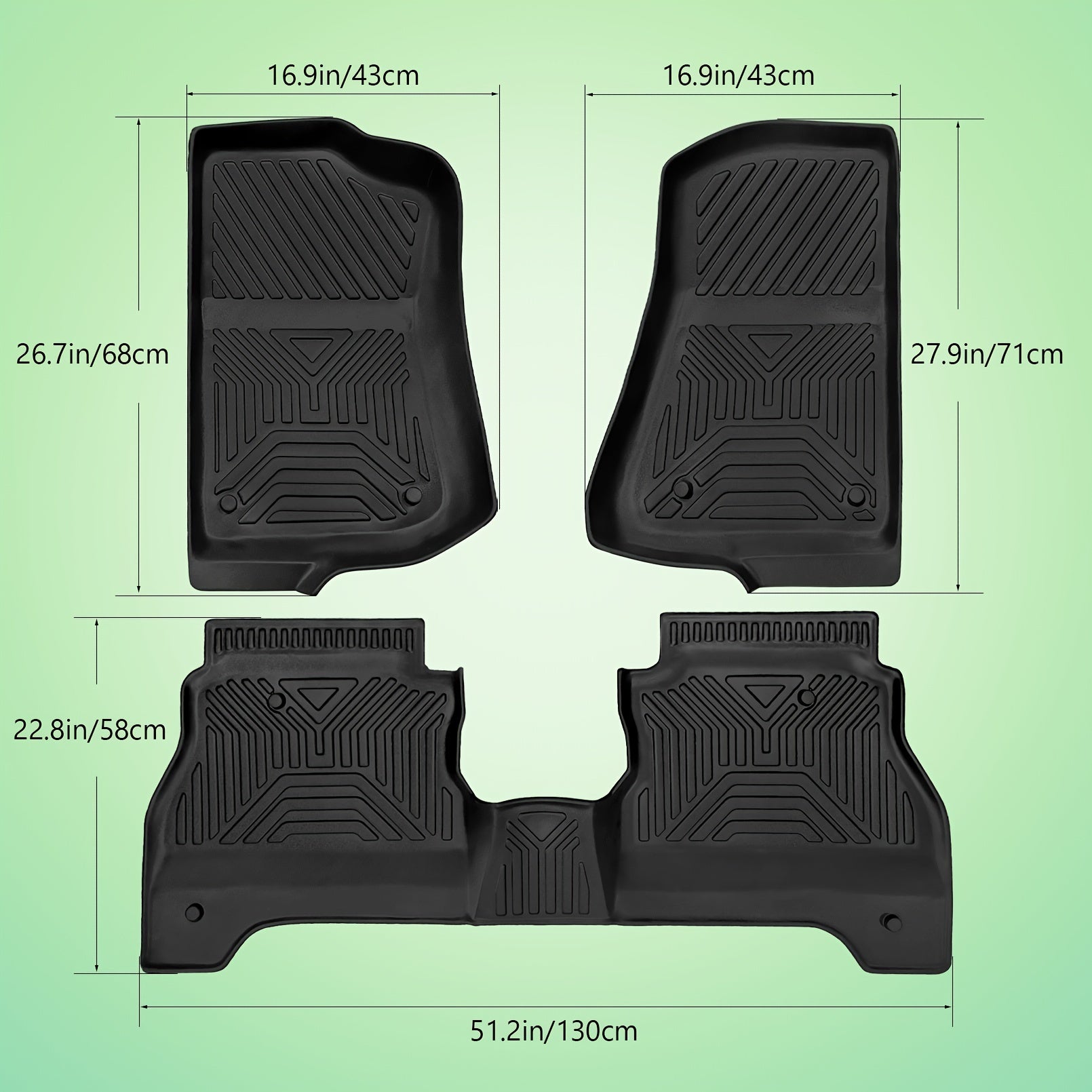 Floor Mats Fit for Jeep Gladiator JT 2020-2024, Custom Fit TPE All-Weather Rubber Floor Mats, 1st & 2nd Row Full Set Car Liners, Black
