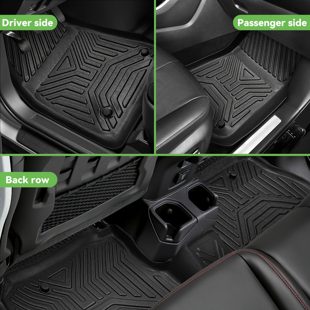Floor Mats Fit for Jeep Gladiator JT 2020-2024, Custom Fit TPE All-Weather Rubber Floor Mats, 1st & 2nd Row Full Set Car Liners, Black