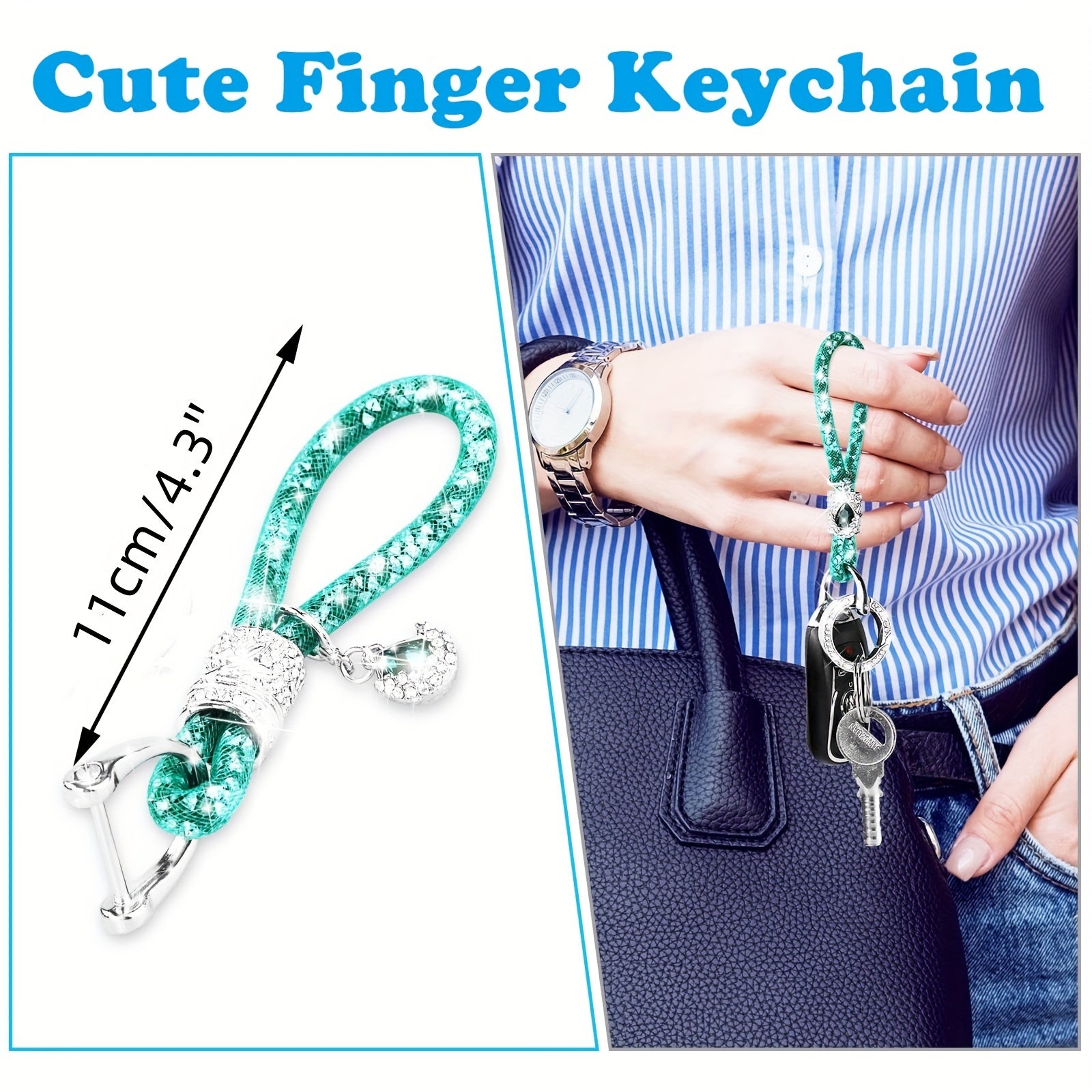 1pc Crystal Bling Car Keychain For Women, Glitter Rhinestone Keychain Ring Strap Keychain Accessories Car Key Decorations, Ideal Choice For Gifts