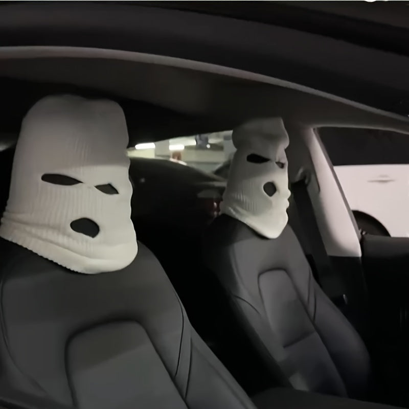 1pc Unisex Acrylic Balaclava Ski Mask, Street Style Knitted Warm Headgear, Medium Stretch Solid Color, Hand Washable, Halloween Horror Spoof Car Decoration, 100% Acrylic