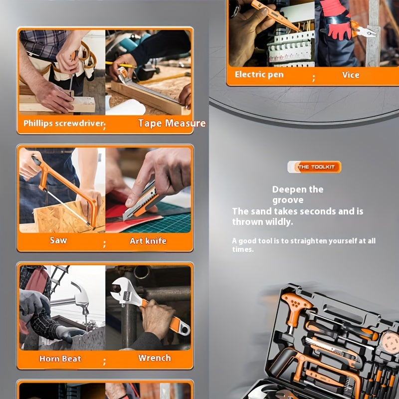 82PCS Tool Set Universal Household Handmade Tool Set, with Plastic Toolbox Storage Box, Home Optional Tool Kit, Home and Office Vehicle Repair Kit