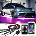 Wireless 4PCS RGB Car Underglow Lighting Kit - Music Sync, Durable Build, Remote Control for Vehicle Ambiance Enhancement