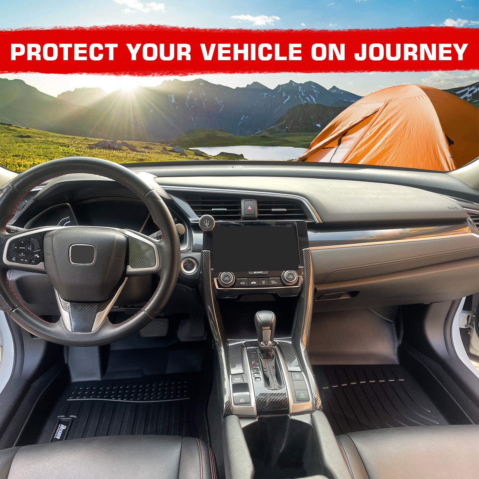 3D TPE Floor Mats, For Honda For HR-V 2016-2022, All Weather Waterproof Anti-Slip Floor Liners, Front & 2nd Row Full Set Car Interior Accessories, Black