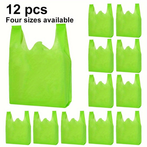 12-Pack Reusable Non-Woven Tote Bags, 4 Assorted Sizes, Eco-Friendly Grocery Shopping Bags, Multipurpose Storage & Gift Bags for Halloween, Christmas, Party Supplies - Suitable for Ages 14+