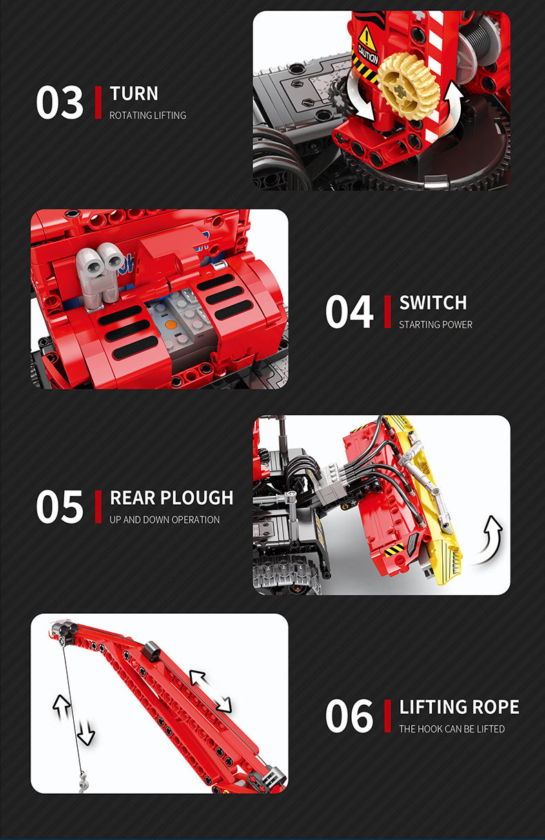 1100pcs Vehicle Blocks Left And Right Track Independent Control, Simulated Engine Ideal Holiday Gifts Electric Toy Car Accessories Collection