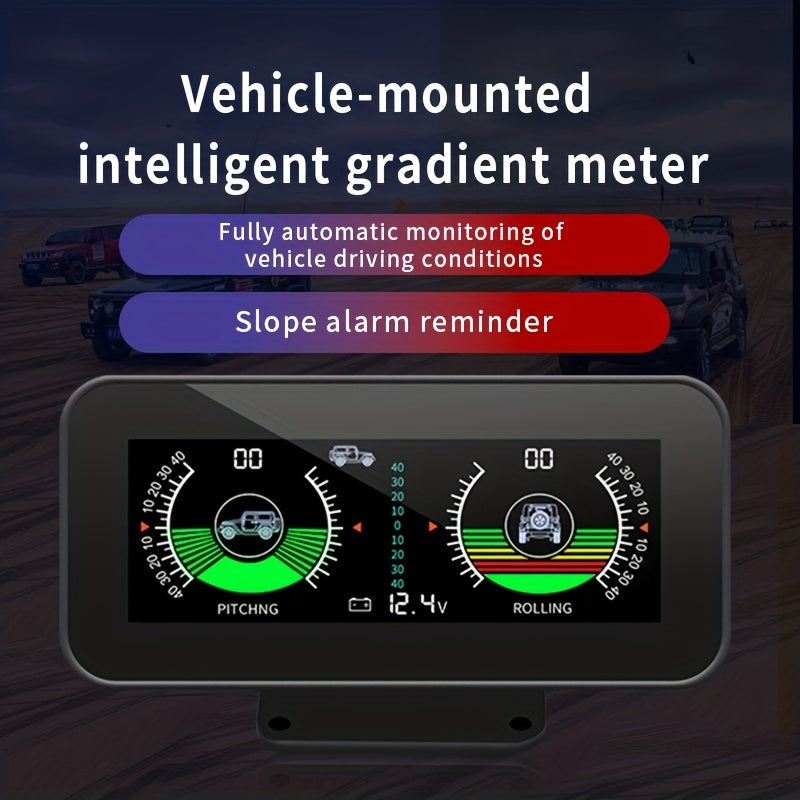Advanced Car Digital Inclinometer HUD - High-Definition Angle & Slope Detector with Real-Time Voltage Monitoring - Perfect for Off-Road SUVs and All 12/24V Vehicles, Versatile & Robust