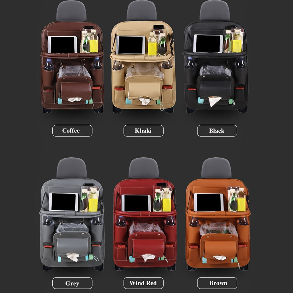 1pc Car Rear Seat Storage Box, Car Rear Seat Storage Bag, Kick Mat Car Rear Seat Protector Tissue Box Cup Holder, Laptop Table, Car Dinner Plate, Car Seat Cover Protector