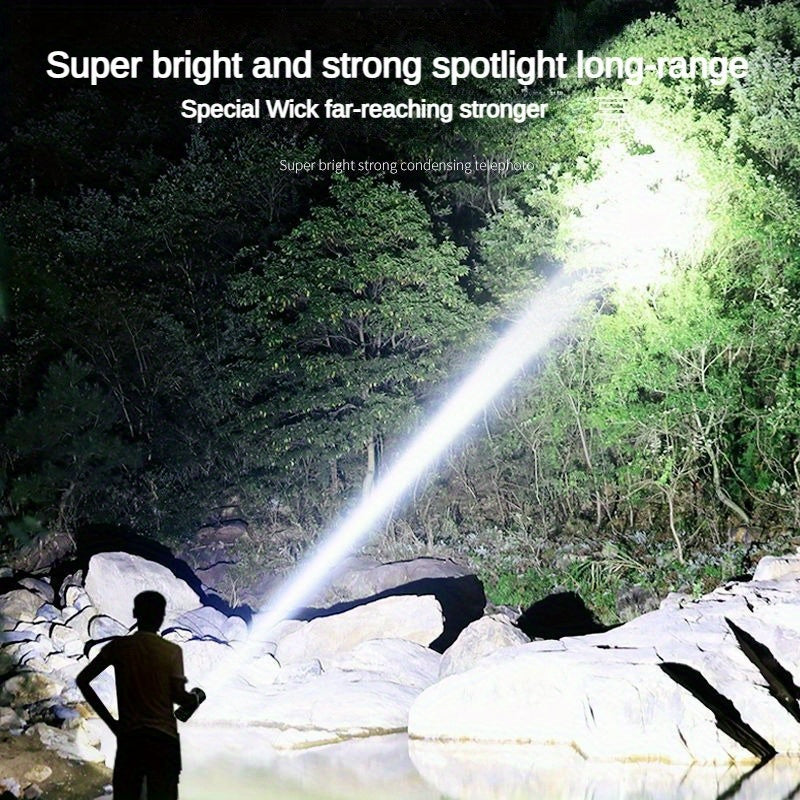 1pc High-Intensity LED Flashlight with Rechargeable 4000mAh Battery, Design, Magnetic Base & COB Side Lamp – Perfect for Camping, Fishing, Hunting, Car Repairs & Emergencies, Camping Essentials | Robust Flashlight Design |