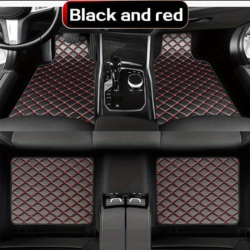 Universal Fit 4-Piece Car Floor Mats Set - Durable PVC Leather Embroidered Vehicle Foot Pads, Waterproof and Wear-Resistant Auto Floor Liners
