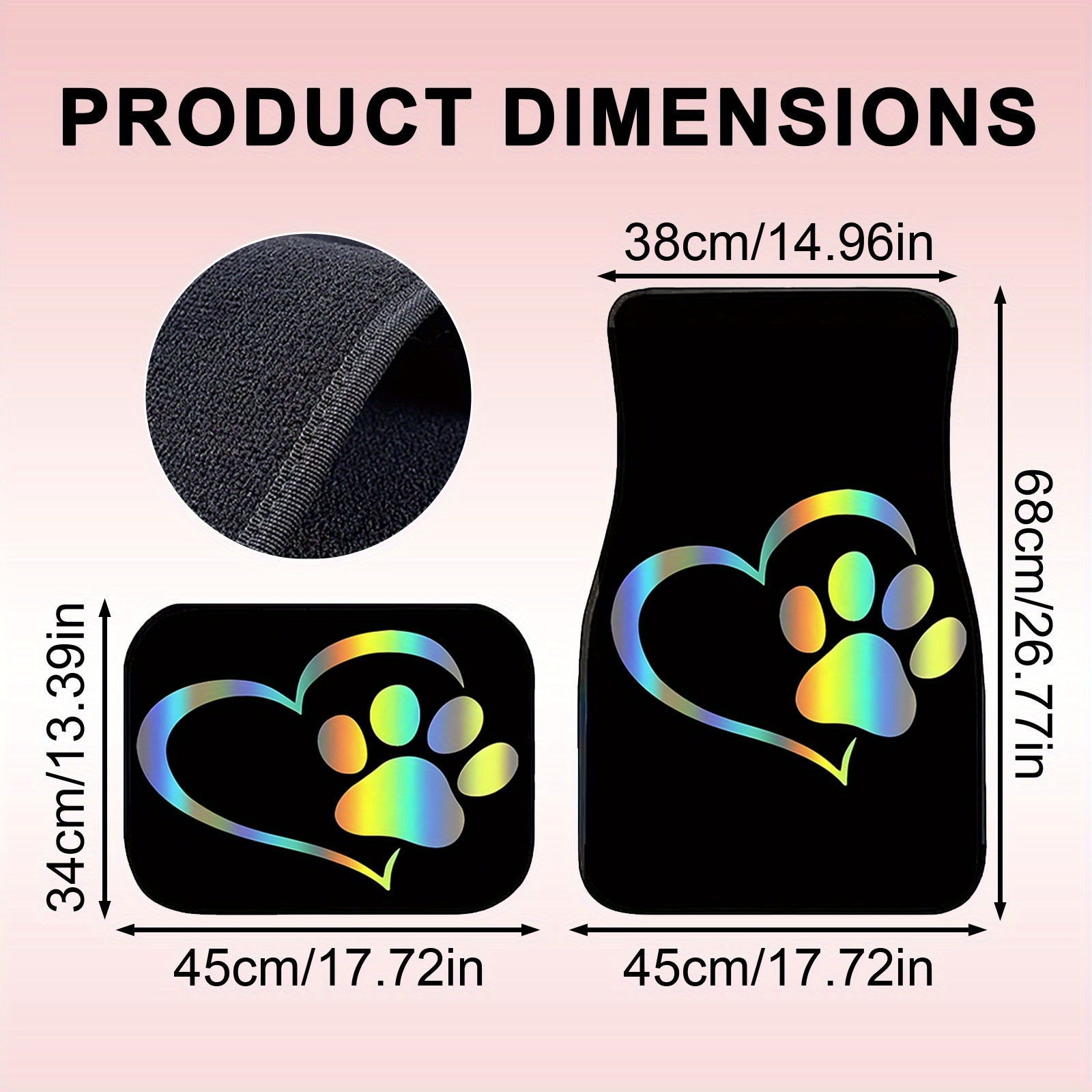 4pcs set of universal love dog paw-themed car floor mats, anti-slip, anti-stain and easy to clean, highly suitable for protecting the interior carpet and upholstery of the vehicle.