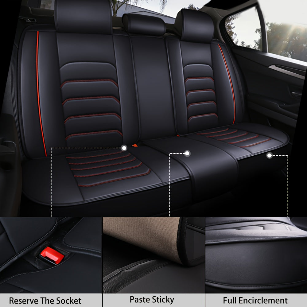 5 Car Seat Covers Faux Leather Seat Covers Full Set For Car Sedan SUV Truck Vans Front & Rear Seat Cushion Protector Wear-resistant, Breathable And Easy To Clean