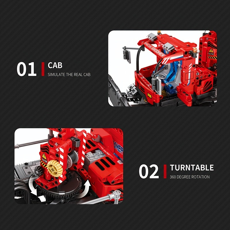 1100pcs Vehicle Blocks Left And Right Track Independent Control, Simulated Engine Ideal Holiday Gifts Electric Toy Car Accessories Collection