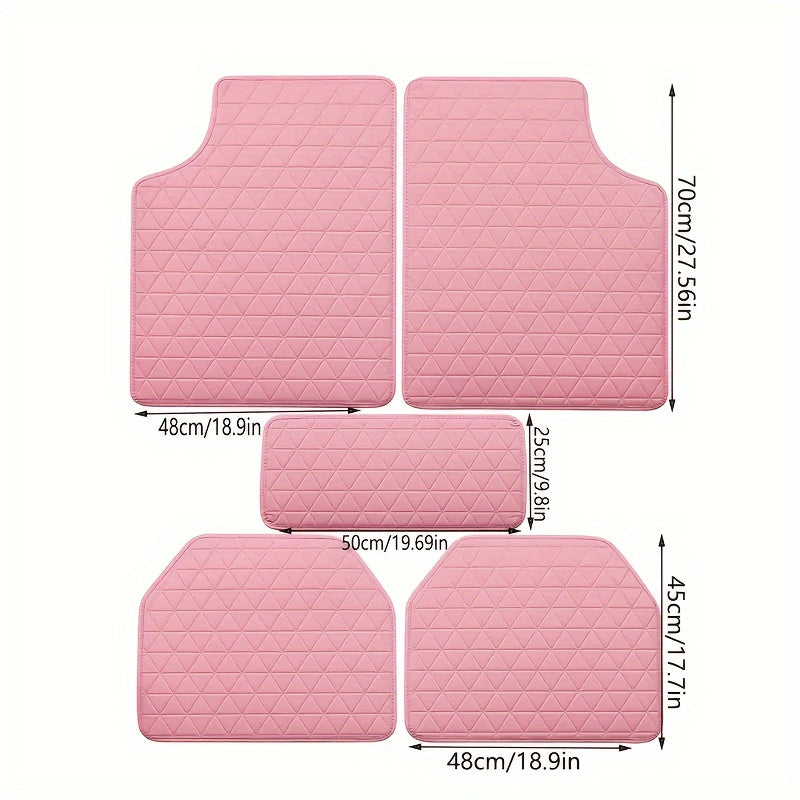 5-Piece Waterproof PU Leather Car Floor Mats Set - Durable, Stylish Simple Design for Men & Women - All-Weather Protection, Easy Clean, Enhance Car Interior Decor