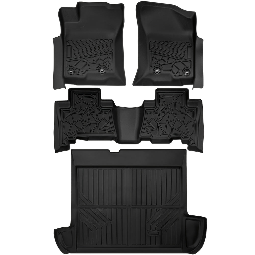 Floor Liners Mats & Rear Cargo Liners Compatible For Toyota For 4Runner 2013-2023 Heavy Duty All-Weather Floor Mats Rubber TPE Floor Liner Black