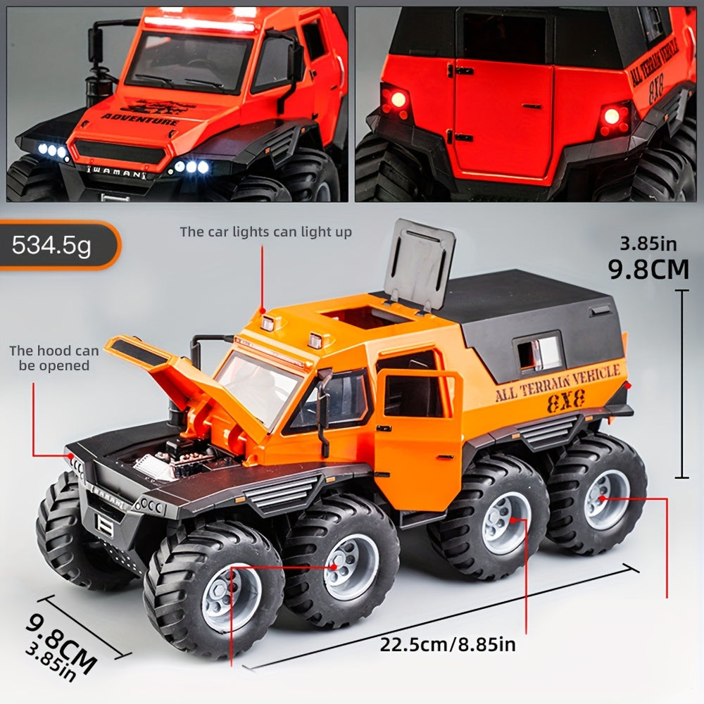 1/24 8x8 Off-Road Pickup Model Car wheel armored vehicle with Lights and Sounds, Zinc Alloy Pull Back Toy car with Sound and Light for Kids Boy Girl Gift