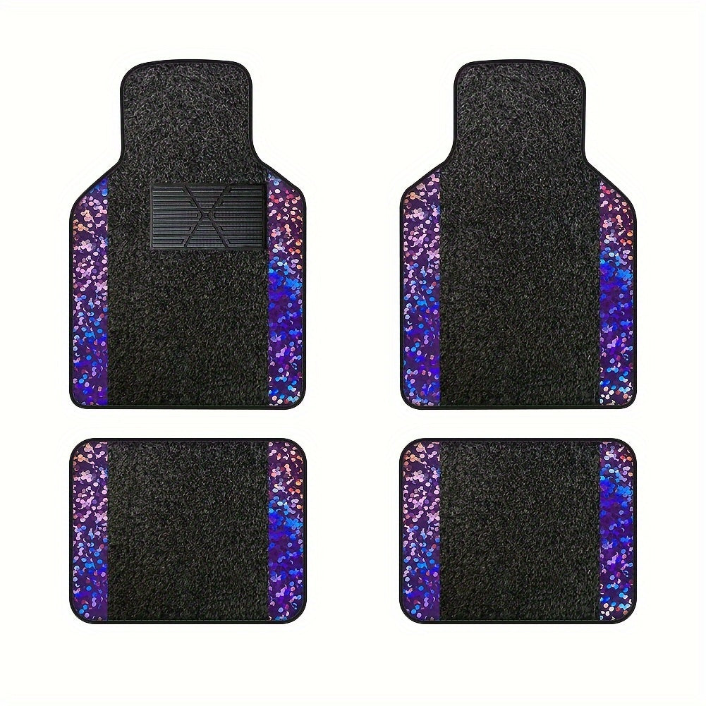 Muchkey Universal Fit Automotive Floor Mats fits Most Cars, SUVs, and Trucks, Colorful Outline Design Full Set Floor Liners