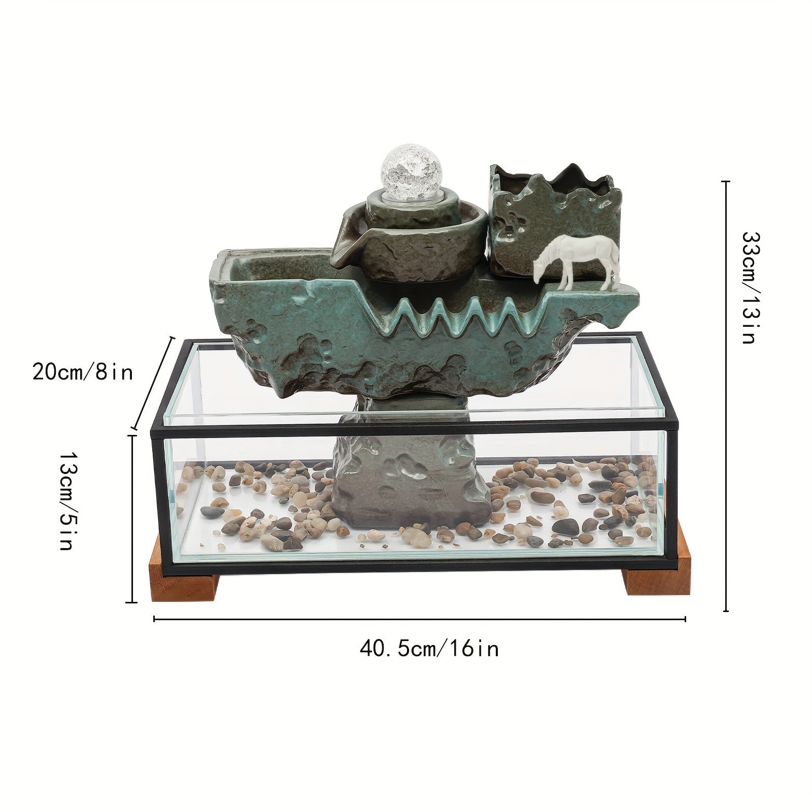 Tabletop Eco Fish Tank Water Fountains Indoor Water Fall Decor With Mist And LED Light