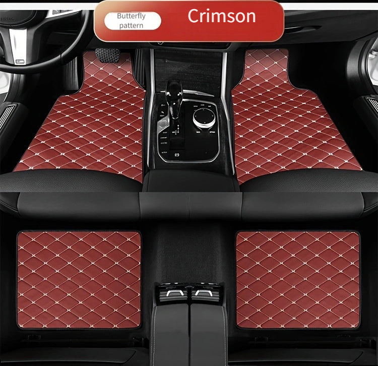 Universal Fit 4-Piece Car Floor Mats Set - Durable PVC Leather Embroidered Vehicle Foot Pads, Waterproof and Wear-Resistant Auto Floor Liners