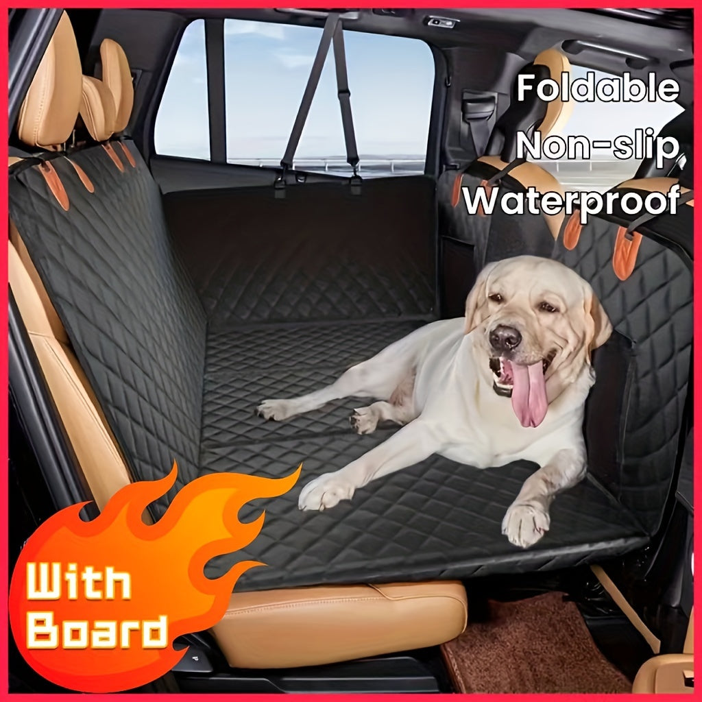 Back Seat Extender for Dogs-Large Space, Dog Car Seat Cover Hard Bottom Holds 400lbs, Sturdy Backseat Extender for Dogs, Waterproof Dog Hammock for Car Dog Car Bed for Car, SUV, Truck