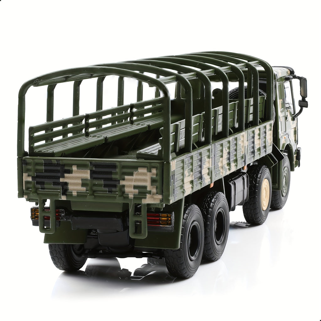Die-Cast Metal Military Transport Truck Model, 1/64 Scale Realistic Camouflage, Collectible Alloy Army Vehicle, Suitable for Ages 3-6 Years, Ideal for Collectors & Gifting