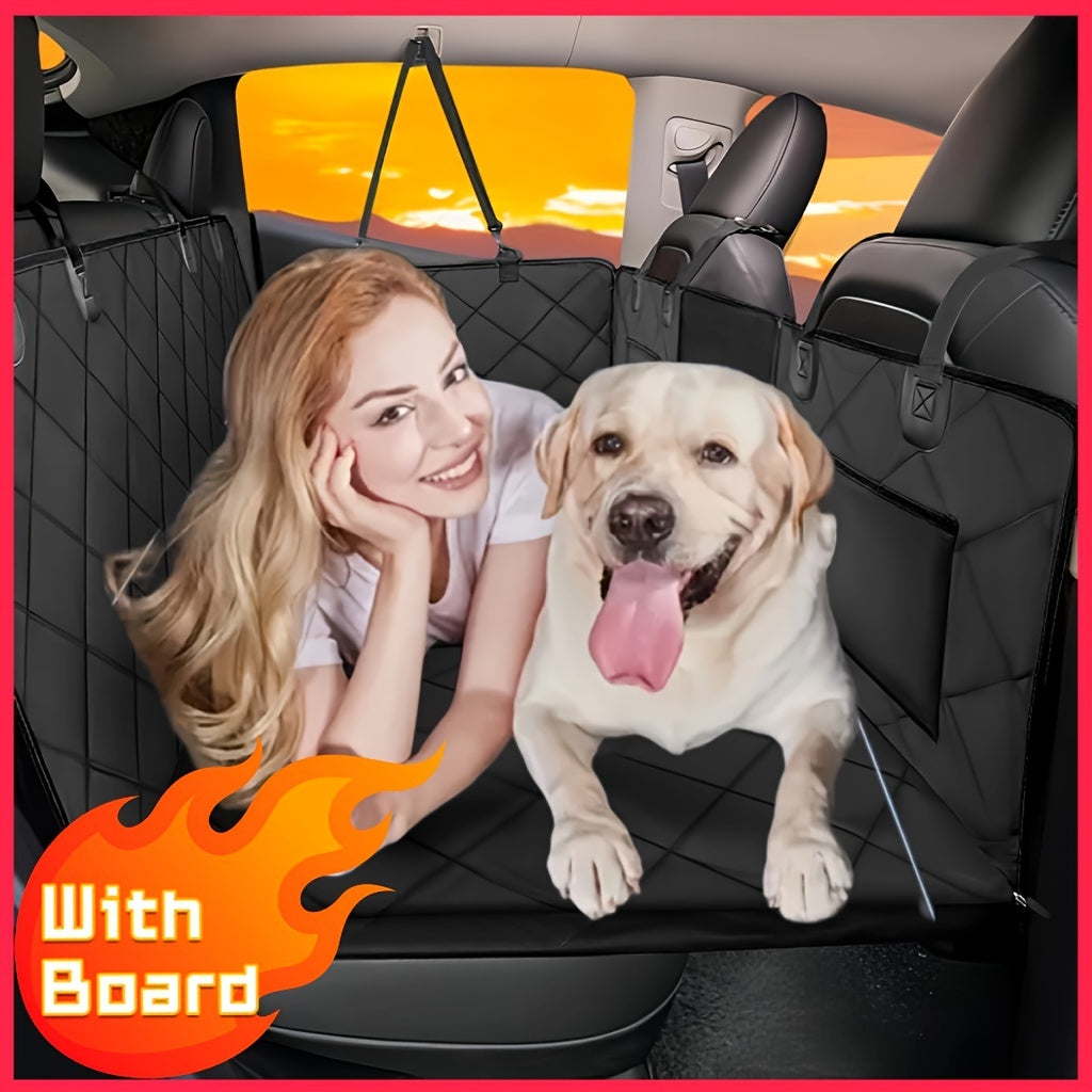 Back Seat Extender for Dogs-Large Space, Dog Car Seat Cover Hard Bottom Holds 400lbs, Sturdy Backseat Extender for Dogs, Waterproof Dog Hammock for Car Dog Car Bed for Car, SUV, Truck
