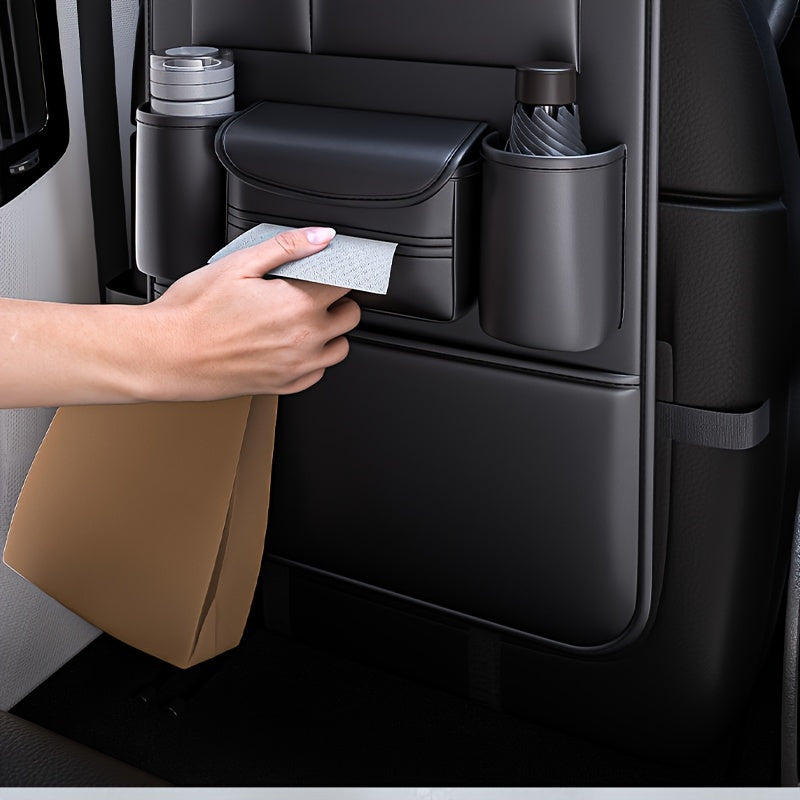 1 Piece PU Leather Universal Car Seat Back Storage Bag - Large Capacity Multifunctional Pocket with Rear Storage for Organizing Essentials