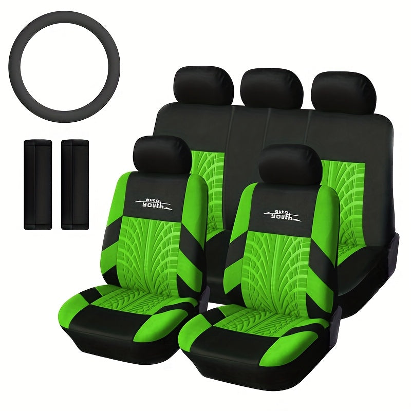 Fashion Tire Track Detail Style Universal Car Seat Covers Fits Most Brand Vehicle